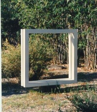 Mrs. Mathew Sumich: 'White Square', 1972 Steel Sculpture, Abstract. parrallel and connected white painted tube steel squares...