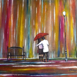 Manjiri Kanvinde: 'Love in the Rain', 2012 Acrylic Painting, Love. Artist Description:  Painting: Acrylic on Canvas and Paper.Size: 16 H x 20 W x 0. 1 inLove is a moment that lasts forever. . .Romantic painting of a couple in the rain.Medium: Acrylic on canvasSize: 20 x 16 inches ...