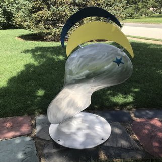 Mary Angers: 'moon twist', 2019 Aluminum Sculpture, Abstract. Moon Twist is about how the sun and moon interrelate to cause gravity to affect forms to start to move and twist.  This piece is about coordinate space geometry. ...