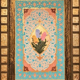 Mohammad Khazaei: 'persian painting', 2017 Other Painting, Floral. Artist Description: Gilding currently means to draw beautiful patterns of plants or geometrical shapes on the margins of books. At the beginning, golden color was used in this art and this is why they called it aEURoetazhibaEUR  gilding . Other colors like azure, blue, green, vermilion, and turquoise have also been ...