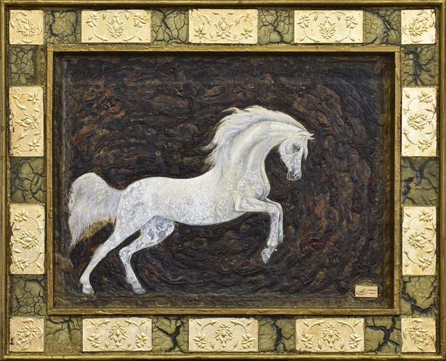 Mohammad Khazaei  'White Arab Horse', created in 2015, Original Painting Acrylic.