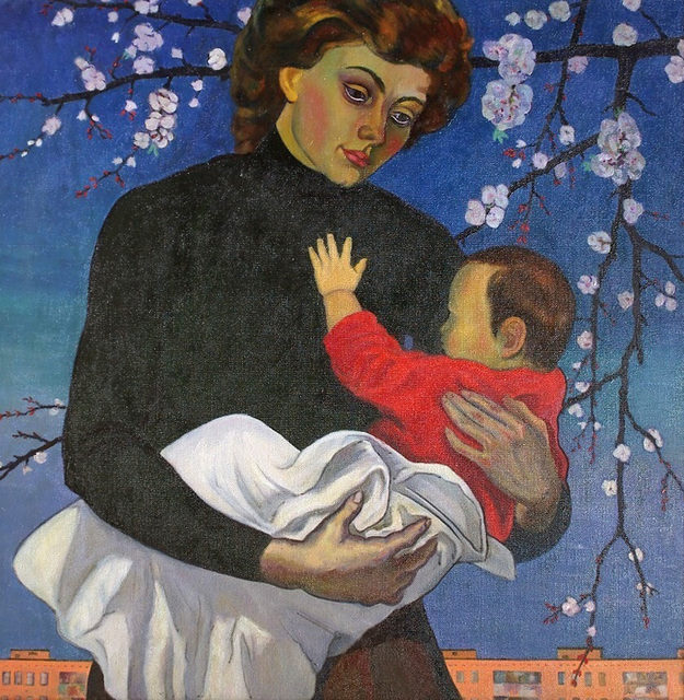 Moesey Li  'Motherhood', created in 1993, Original Painting Oil.