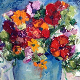 Sherry Harradence: 'Spring is Blooming', 2013 Oil Painting, Floral. Artist Description:  Original Oil Painting, floral, flowers, still life, abstract, wild flowers, red, green, wall art, home decor, prints, botanical, nature, vase of flowers, contemporary, museum quality, affordable, art, fine art, signed by artist, published artist, blue, yellow, pink, emotional, calm, oil painting, painting, small, leaf, petals, romance, love, flower, ...