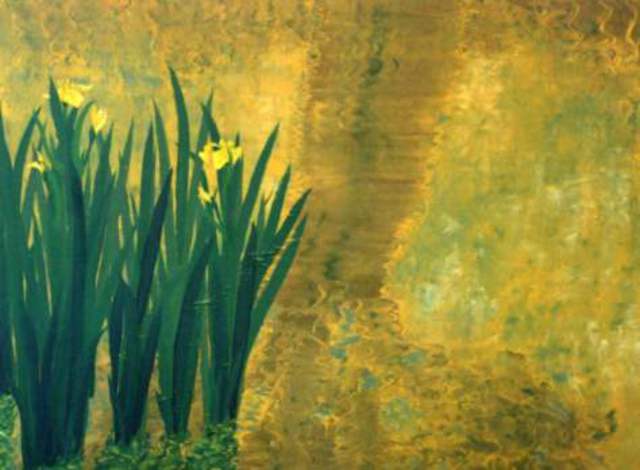 Artist Guy Octaaf Moreaux. 'Wild Iris' Artwork Image, Created in 2002, Original Pastel Oil. #art #artist