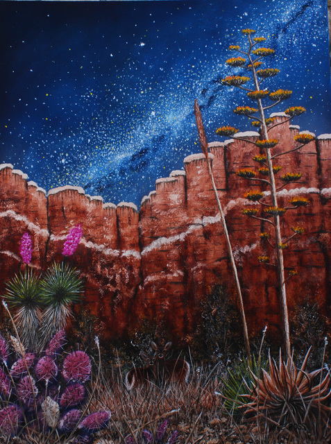Mike Ross  'Chisos Canyon Big Bend National Park', created in 2015, Original Painting Oil.