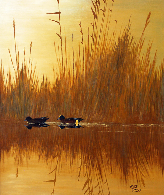 Artist Mike Ross. 'Widgeons' Artwork Image, Created in 2011, Original Painting Oil. #art #artist
