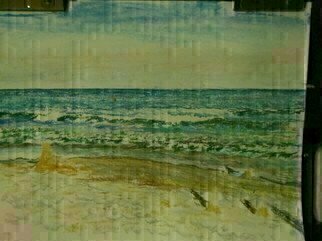 Michael Garr: 'Narragansett Monday swim', 2012 Pastel, Beach. 