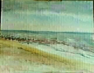 Michael Garr: '  green hill beach', 2015 Oil Painting, Beach. Quick plein air sketch ...