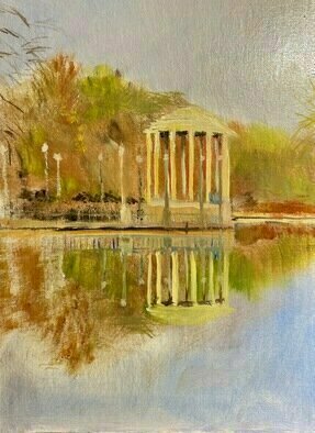 Michael Garr: 'bandstand', 2023 Oil Painting, Landmarks. Roger williams Park in November...