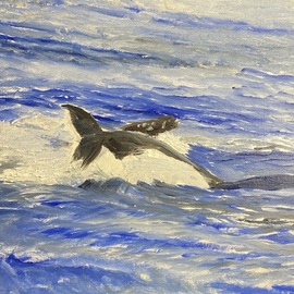 Michael Garr: 'battling humpbacks', 2023 Oil Painting, Marine. Artist Description: Two males vying for the attention of a female in the waters off Maui in 2020...