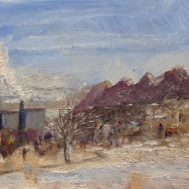 Michael Garr: 'haverstraw in winter', 2018 Oil Painting, Landscape. Artist Description: A Plein Air Done from The Helen Hayes Rehab Center on a cold day in January 2018...