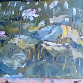 Michael Garr: 'lotus pond', 2015 Oil Painting, Floral. Artist Description:  Quick plein air sketch...