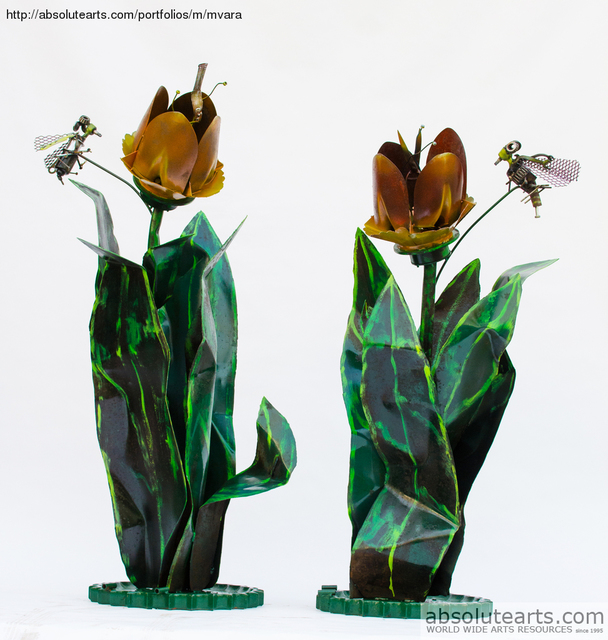 Artist Michelle Vara. 'Tulips And Bees' Artwork Image, Created in 2013, Original Sculpture Mixed. #art #artist