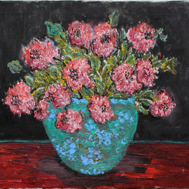 Nadia Gyulcheva: 'flowers in a blue vase', 2019 Oil Painting, Floral. Artist Description: Love to natres beauty...