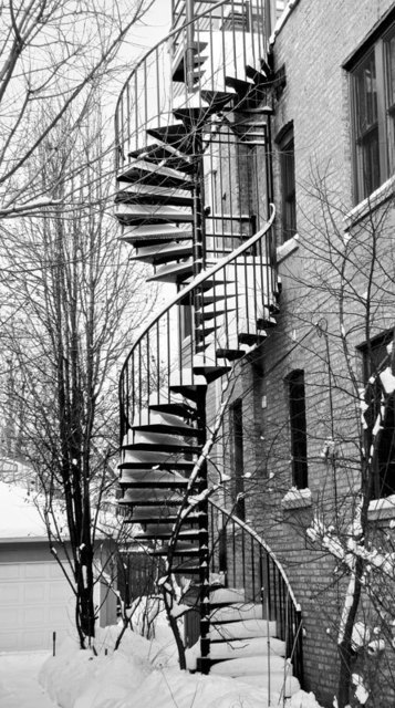 Nancy Bechtol  'CurvesStairsWinter', created in 2010, Original Photography Mixed Media.