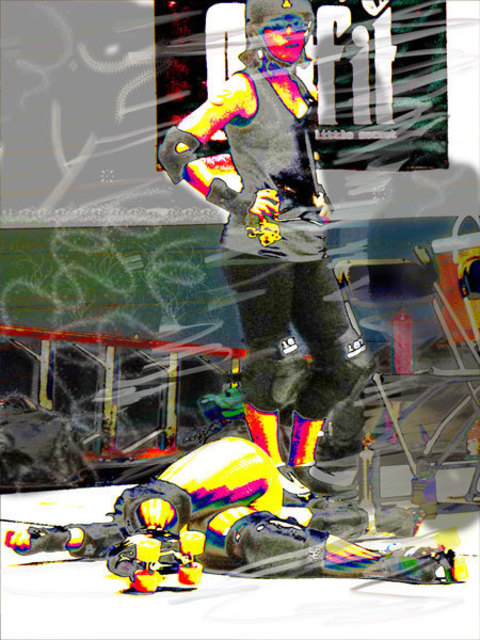 Artist Nancy Bechtol. 'Roller Derby Knocked Down' Artwork Image, Created in 2010, Original Photography Mixed Media. #art #artist
