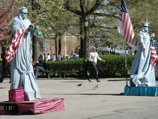 Nancy Bechtol: 'Statues of Liberty Salute', 2010 Color Photograph, Americana.       statues of liberty, performance, NYC ...