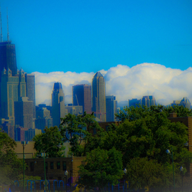 Nancy Bechtol: 'cityBLUEcloudsChicago', 2009 Other Photography, Landscape. Artist Description:  clouds, Chicago, skyline ...