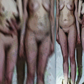 Nancy Bechtol: 'tres muses ', 2013 Other Photography, nudes. Artist Description:  Limited edition of 10 Durst Lamda print mountlaminated matte on aluminum substrate.  museum quality collector edition available.  experimental photo of women, based on an orginal photosizes inquire for more infoready to hang.  frameless. ...