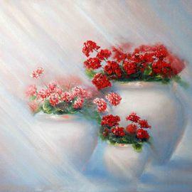 Nataly Kartseva: 'geranium', 2017 Oil Painting, Floral. Artist Description: Flowers Pelargonium. Shine...