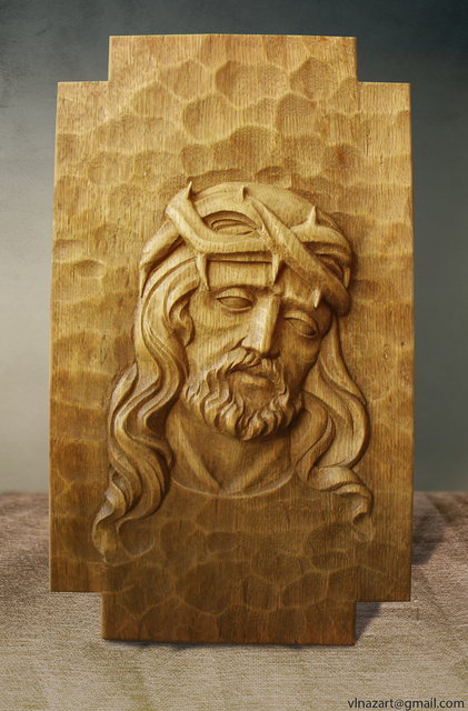 Nazar Havrulyik  'Jesus', created in 2016, Original Sculpture Wood.