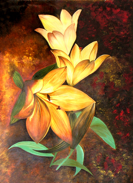 Artist Neeraj Parswal. 'Floral Delights Original Acrylic Painting' Artwork Image, Created in 2014, Original Painting Oil. #art #artist