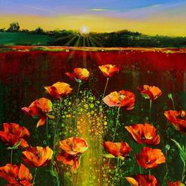 Nelu Gradeanu: 'poppy landscape', 2020 Acrylic Painting, Floral. Artist Description: Original, unique painting, signed date ...