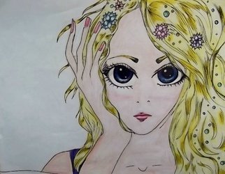 Nicole Pereira: 'Manga Girl 1', 2013 Pencil Drawing, Comics.               