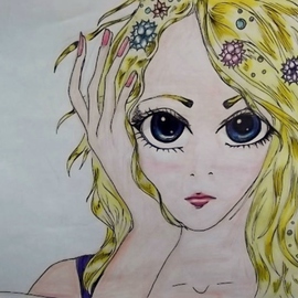 Nicole Pereira Artwork Manga Girl 1, 2013 Pencil Drawing, Comics