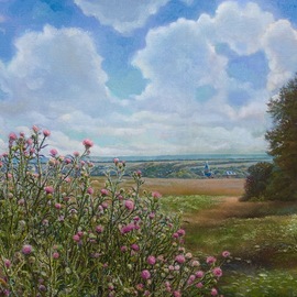 Sergey Lesnikov: 'not far from togliatti', 2018 Oil Painting, Landscape. Artist Description: Russian landscape, oil on linen...