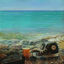 Sergey Lesnikov: 'perfect beach', 2020 Oil Painting, Seascape. Artist Description: Summer dream, oil on canvas variant...