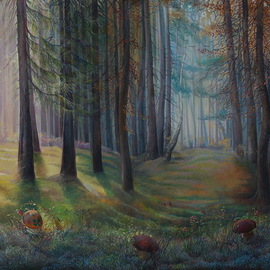 Sergey Lesnikov: 'september forest', 2019 Oil Painting, Landscape. Artist Description: Forest landscape, oil on canvas...
