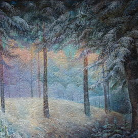Sergey Lesnikov: 'winter', 2018 Oil Painting, Landscape. Artist Description: Winter fantasy, pastose oil on convas...