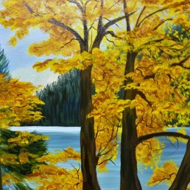 Marilyn Domilski: 'golden sutumn', 2019 Other Painting, Landscape. Artist Description: Golden Autumn...
