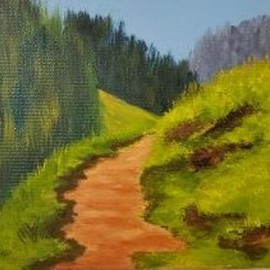 Marilyn Domilski: 'mountain trail', 2021 Oil Painting, Landscape. Artist Description: Mountain Trail is inspired by my many walks in my local mountains.  This is an oil on canvas painted with professional artists oils. ...