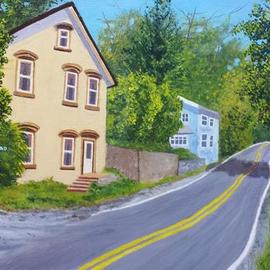 Marilyn Domilski: 'rural highway', 2021 Oil Painting, Landscape. Artist Description: Painting depicts a rural upstate New York local highway during the summer season. ...