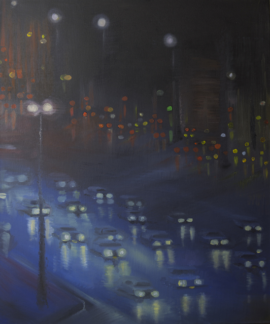 Artist Natia Khmaladze. 'City Lights Through Tears' Artwork Image, Created in 2013, Original Painting Oil. #art #artist