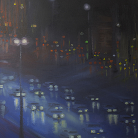 Natia Khmaladze Artwork City Lights Through Tears, 2013 Oil Painting, Urban