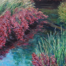 Norman Nelson: 'Huckleberry Grass', 2009 Oil Painting, Fauna. Artist Description:  Huckleberry plants in full fall colors are complimented by ajoining grasses beginning to change to brown. ...