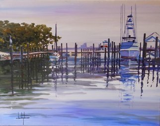 William Christopherson: 'Florida Ponce Inlet Boats Atlantic Coast Christopherson', 2014 Oil Painting, Seascape.      TITLE: 