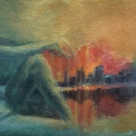 Nurhilal Harsa: 'landscape 7', 2023 Oil Painting, Landscape. Artist Description: Landscape, oil on canvas, original oil painting, nude, sunset, autumn, sea, Bach, seascape...
