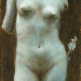 Ron Ogle: 'Aphrodite I ', 2006 Oil Painting, nudes. Artist Description: Oil on panel. [ based on a black and white photograph of a Roman { marble } copy of a Greek { marble] statue. The English scholar Kenneth Clark considered the original sculptor of this work to be' . . . an individual artist who  must be reckoned the creator of THE FEMALE NUDE. [ KENNETH ...