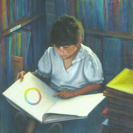 Ron Ogle: 'Girl Reading', 2002 Oil Painting, Education. Artist Description:  This painting hangs in DOWNTOWN BOOKS AND NEWS, in Asheville, North Carolina. ...