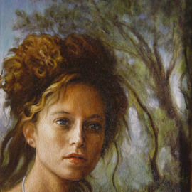 Ron Ogle: 'Young Woman Out of the Woods', 2003 Oil Painting, Portrait. Artist Description:    { . . . if you know what is love and what is fear, you become aware of the way that you communicate your dream to others. The quality of your communication depends on the choices that you make in each moment, whether you tune your emotional body to love or to ...