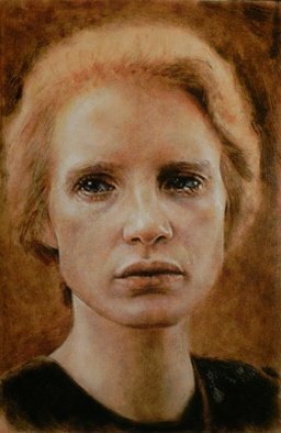 Ron Ogle: 'ms chastain', 2017 Oil Painting, Portrait. Realism...