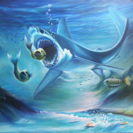 Smith Olaoluwa: 'shark', 2010 Oil Painting, Fish. 