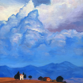 Olga Hodukova: 'blue distance', 2021 Oil Painting, Landscape. Artist Description: The endless expanses, the endless sky inspire. You can feel that nothing is impossible, and our problems are very small in comparison with this sky. ...