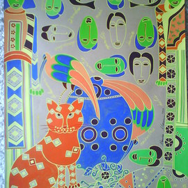 Mocanu Monica: 'woman and man', 2004 Acrylic Painting, Ethnic. 