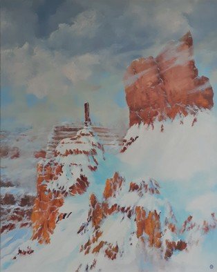 Ozzie Kajtezovic: 'desert and snow', 2013 Oil Painting, Landscape. It s really rear on this planet to see these two together. . . ...