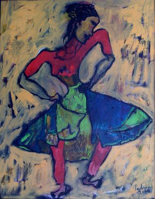 Padma Prasad: 'Dancer', 2009 Oil Painting, Figurative.    Woman figure dancer   ...
